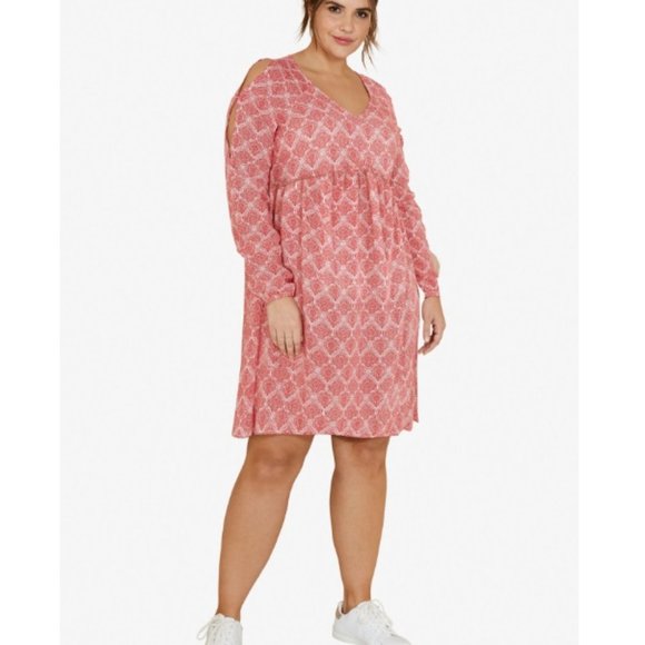 ellos Dresses & Skirts - Matilda Cold Shoulder Dress By Ellos® Coral Red
